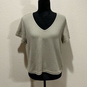 Beige Waffleknit Top